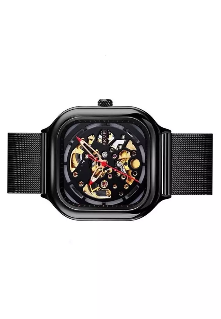 Jam Tangan Casual Mechanical Pria Automatic Movement Strap Tali Material Stainless Steel NX89 ORIGINAL