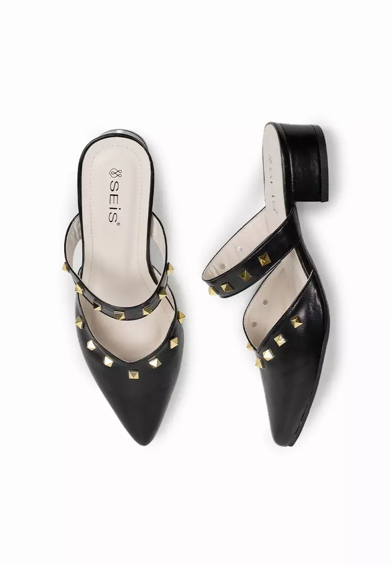 SEIS Monica Sandal  Mules Wanita Heels 3 cm - BLACK