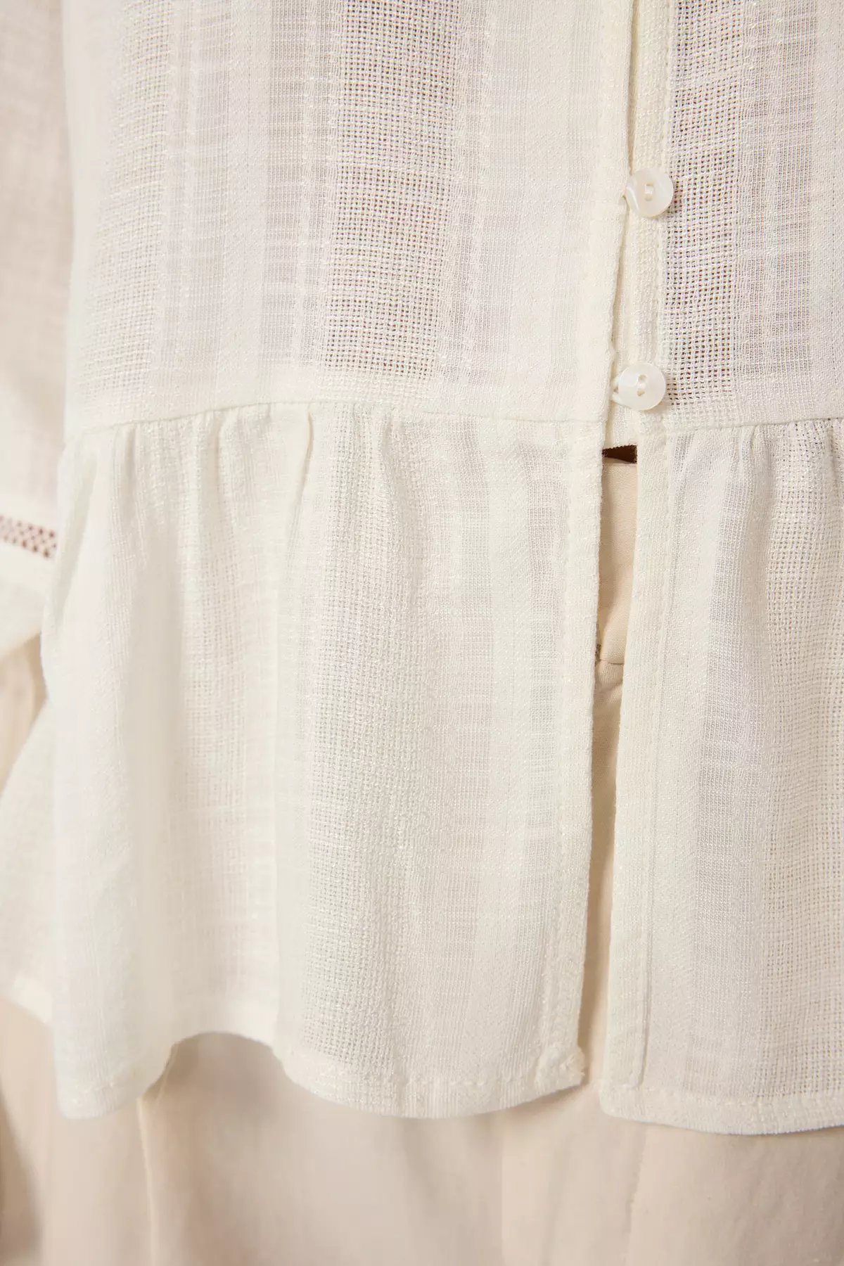 White Cotton Shirt With Lace Detail Regular Fit