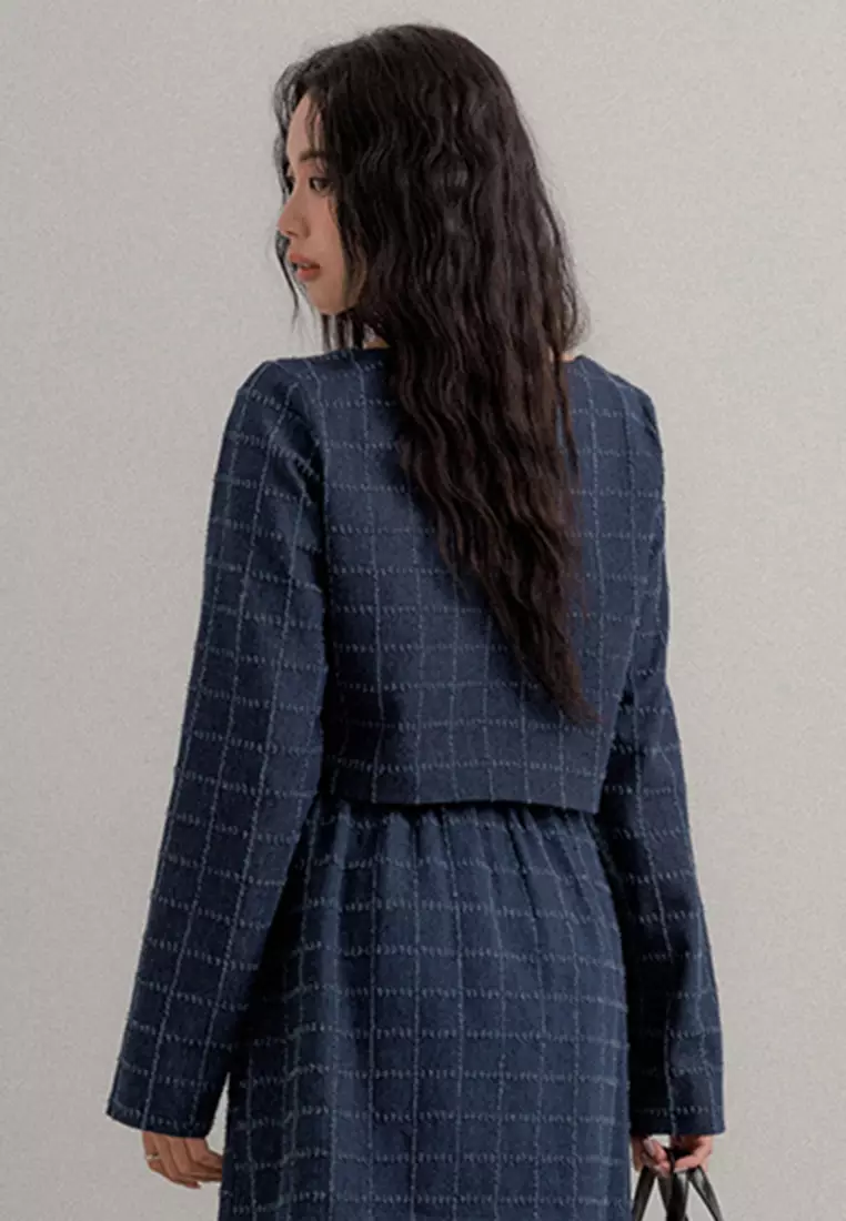 Tweed Square Neck Top