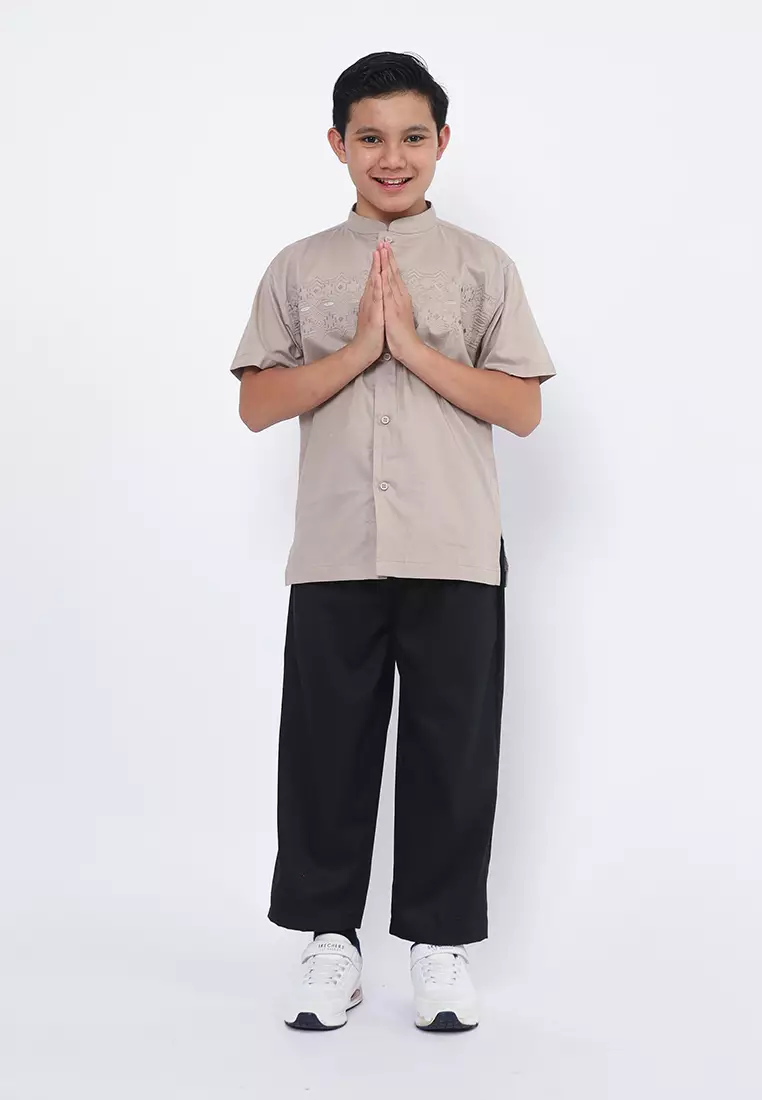 Baju Koko Set Anak Laki Horizone Light Grey - MODERN