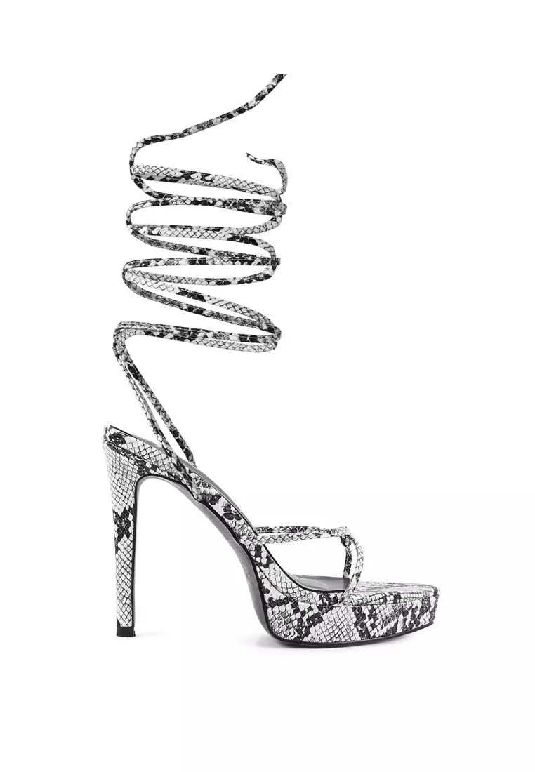 Discount on London Rag  shoes - SKU: White High Heeled Lace Up Sandals