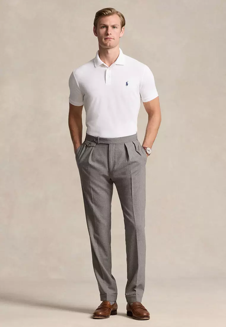 Custom Slim Fit Stretch Mesh Short Sleeve Polo Shirt