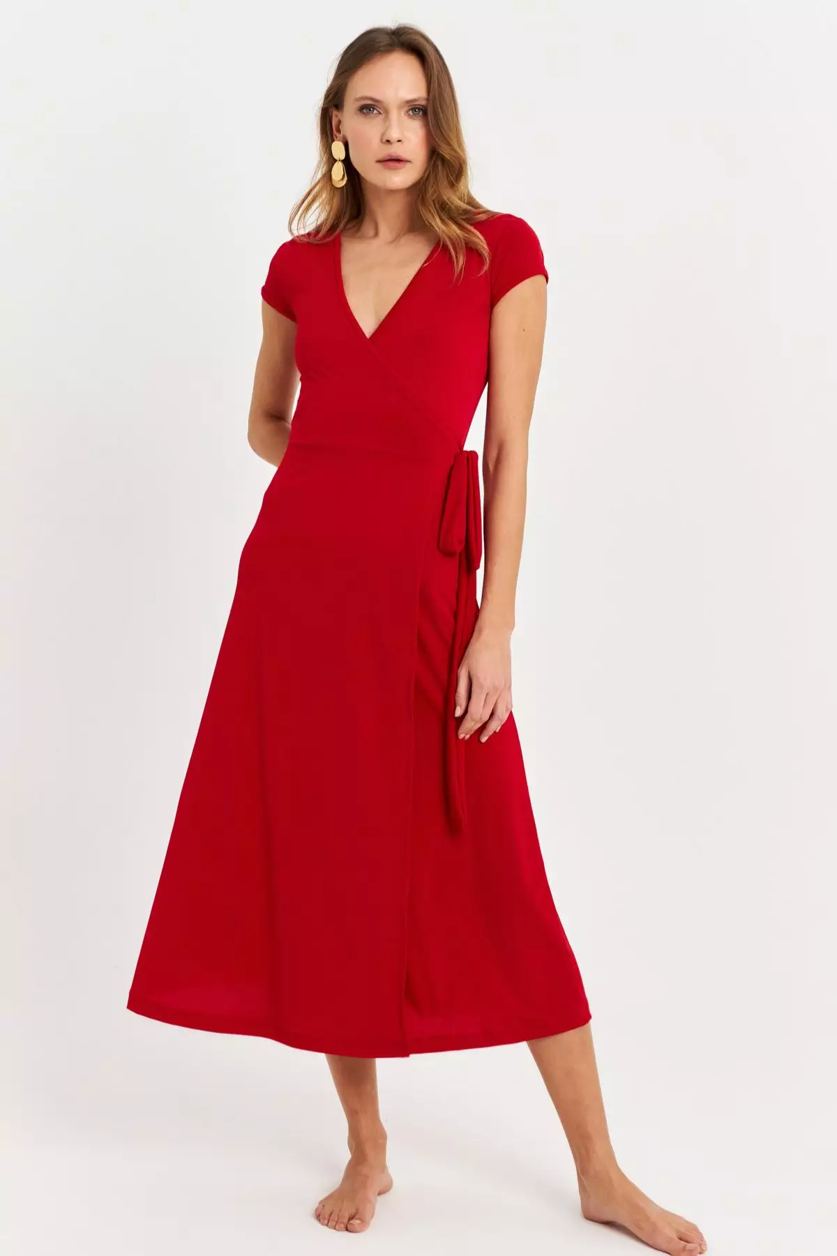 Side Tie Midi Dress