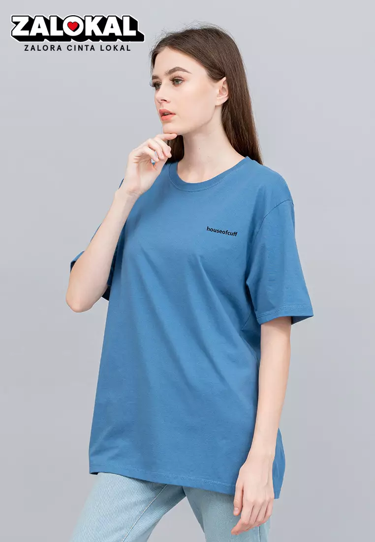 Houseofcuff T-shirt Kaos Polos Pendek Steel Blue Wanita Size S-4XL