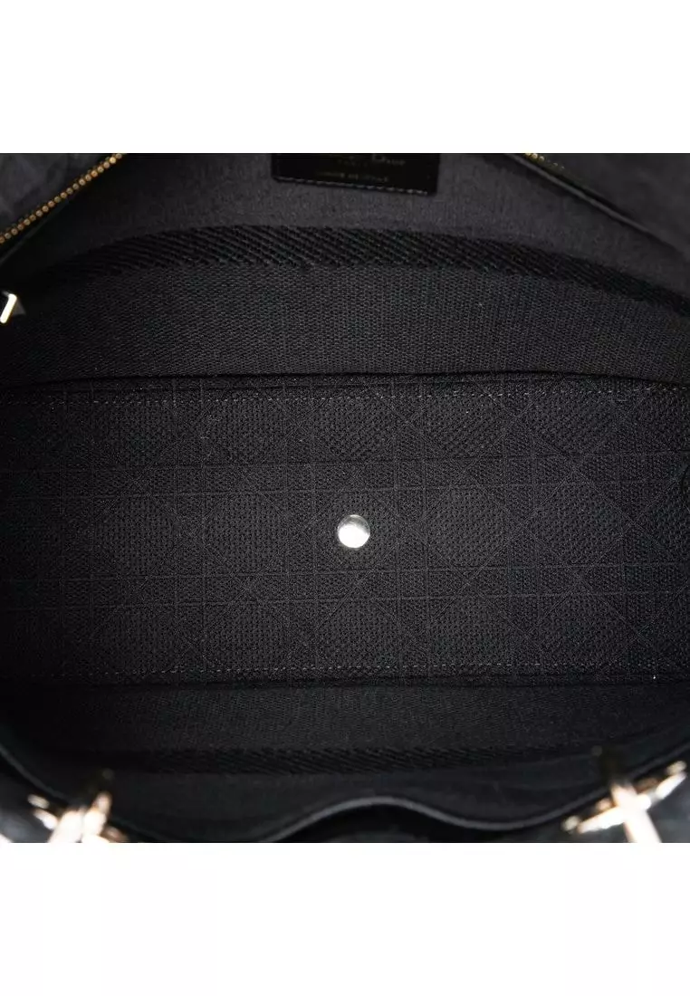 Pre-Loved Dior Large Embroidered Canvas Cannage Lady D Lite
