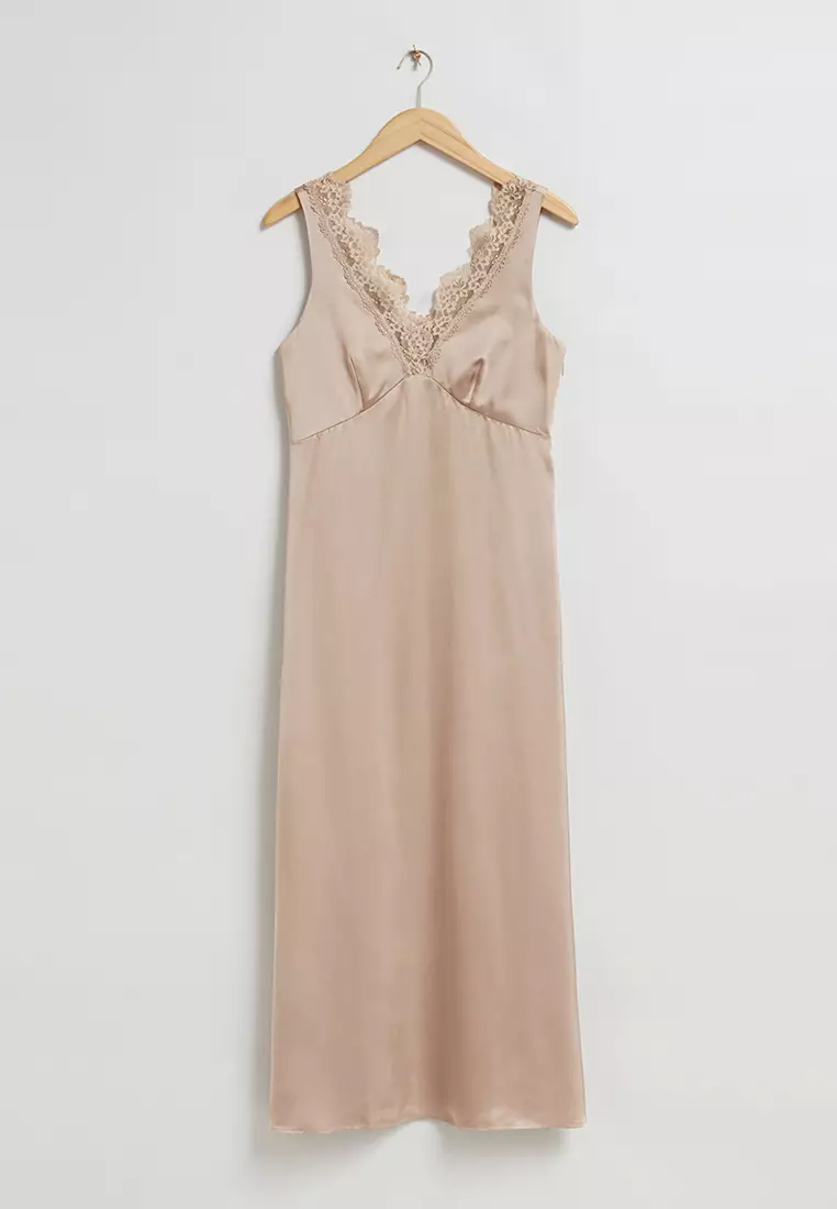 Lace-Trimmed Slip Dress