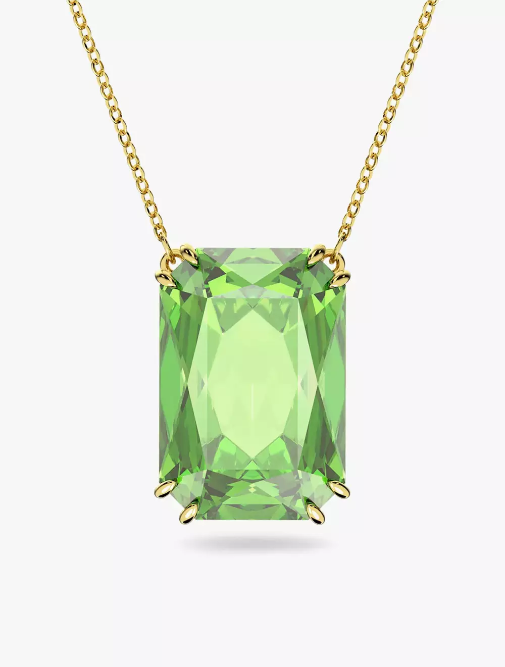 Millenia Pendant, Octagon Cut, Green, Gold-Tone Plated - Green