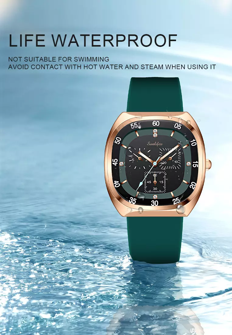 Jam Tangan Wanita Anti Air Original Kasual Mode Tali Silikon Jam Tangan Cewek Korea Green