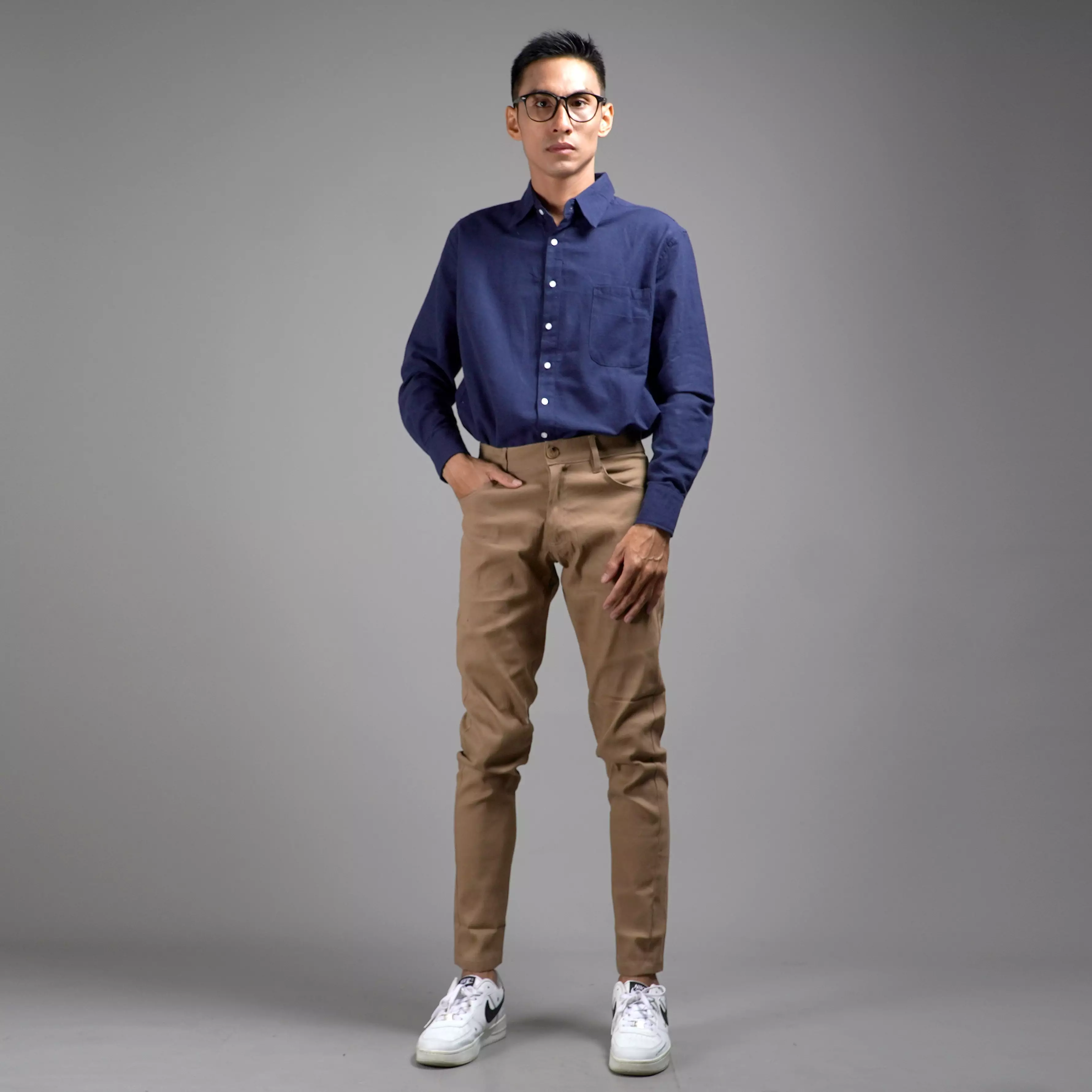  FERNANDO Workshirt Kemeja Polos Kemeja Pria Work Shirt - NAVY