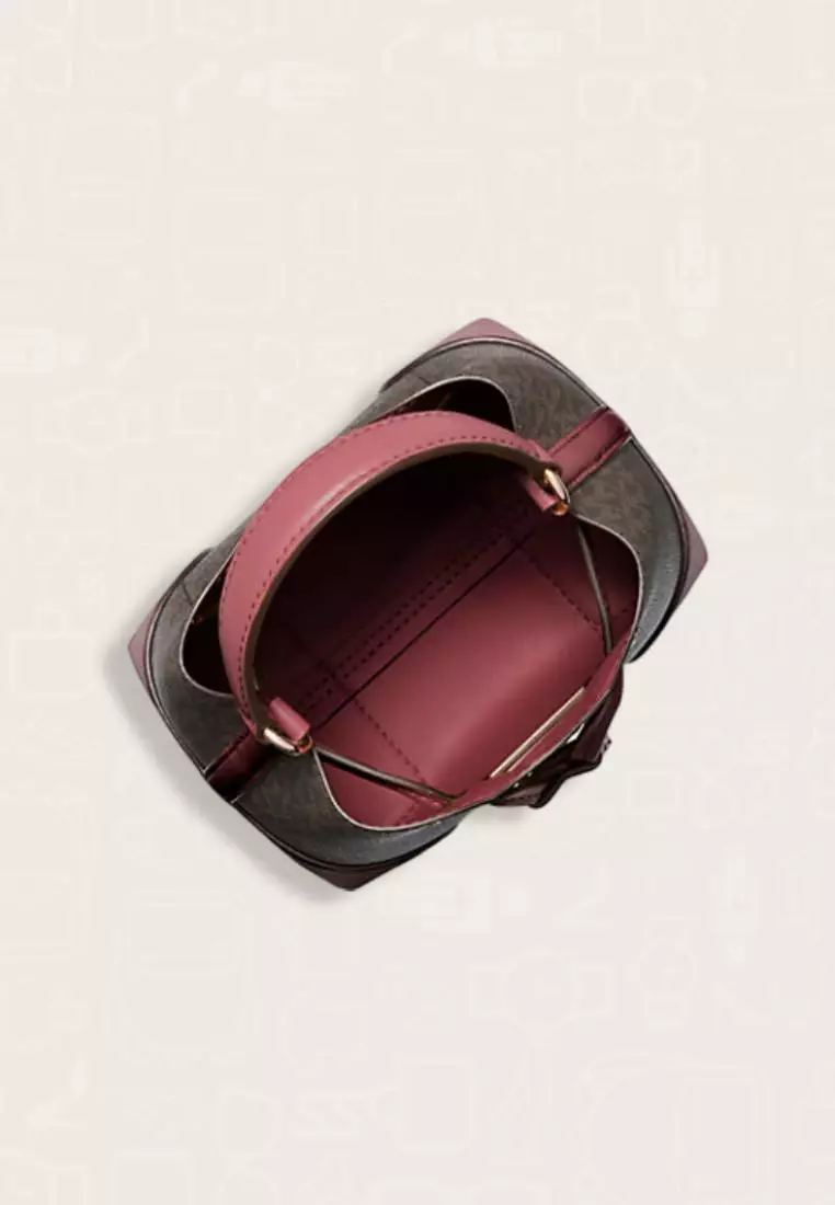Michael Kors Mercer Small Logo Bucket Bag Oxblood