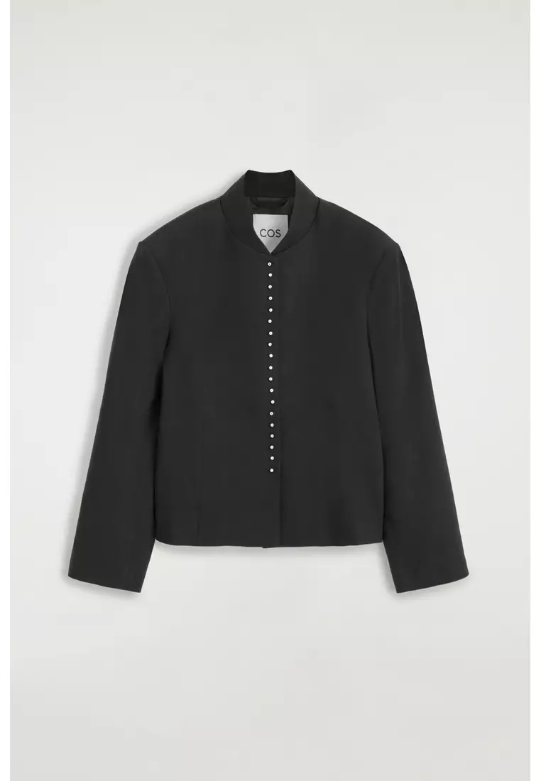 Buy COS STUD-DETAIL CROPPED LINEN BLAZER 2026 Online | ZALORA
