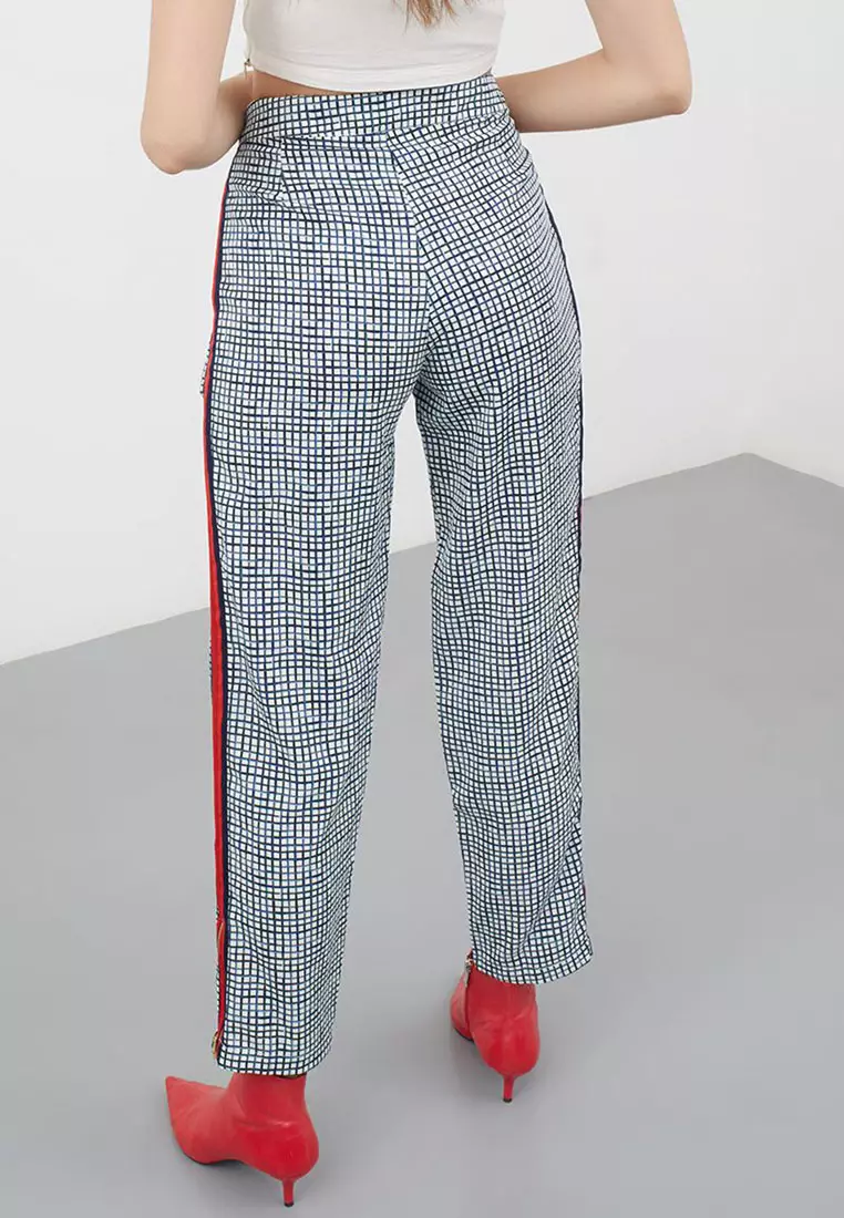 White and black best sale checkered pants