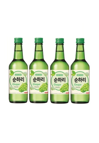 Lotte Chilsung Beverage grey and white and brown and pink and green and blue and lilac purple LOTTE Grape Soju - Pack (4 x 360ml) [Chum-Churum Korean Soju] 207E6ES6107AA1GS_1