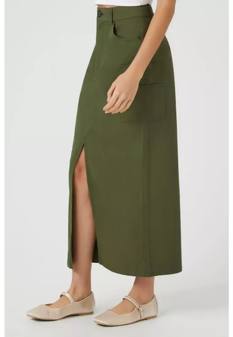 Olive green pencil skirt forever top 21