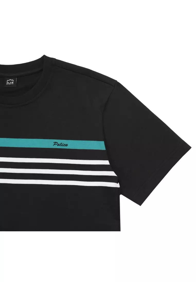 POLICE T-Shirt Salur Bordir Cotton Premium Tebal Pria 53003