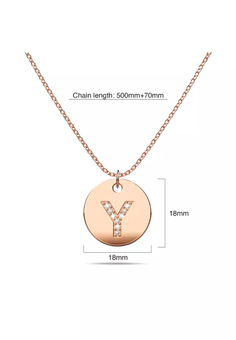 Initials Fabulous Alphabet Letter Necklace Rose Gold Layered Steel Jewellery - Y