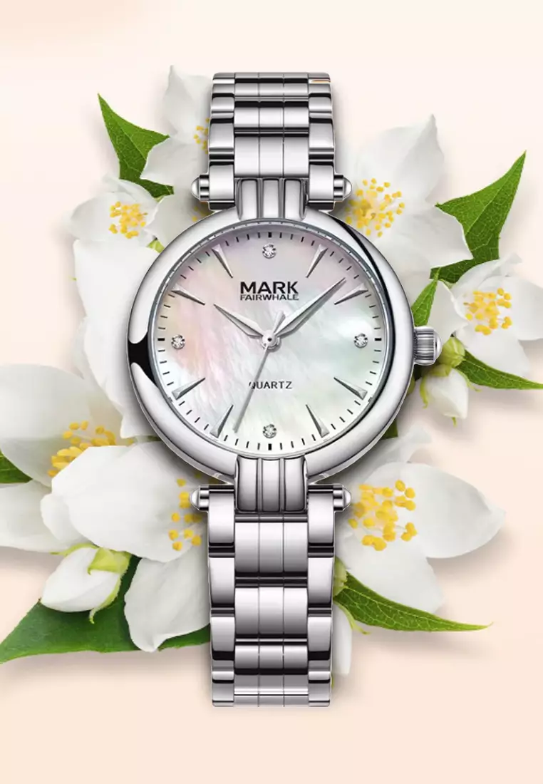 Ladies Stainless Steel Quartz Watch, 30mm, Mother of Pearl Dial, Metal Bracelet