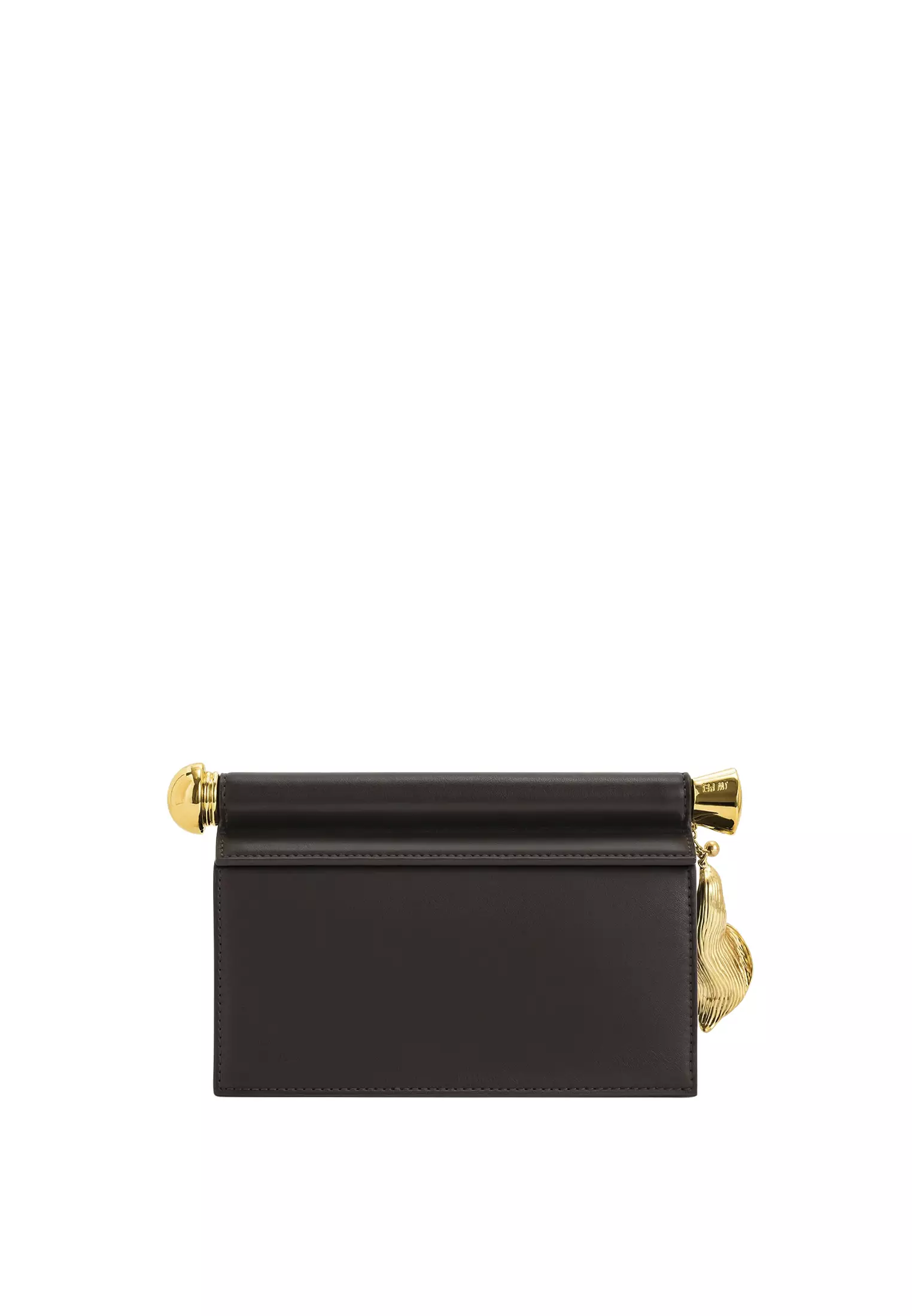 Holly Metal Pendant Embellished Clutch - Dark Brown