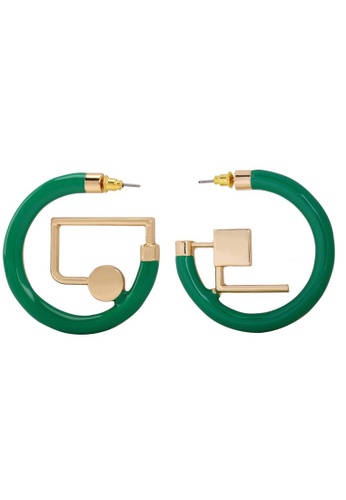 A-Excellence gold Double C Hoop Earrings in Green & Gold Tone 6F90EAC2C4D01FGS_1