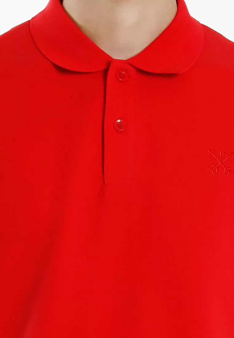 Forest Mens Stretchable Cotton Slim Fit Polo Tee - 23961-51Red