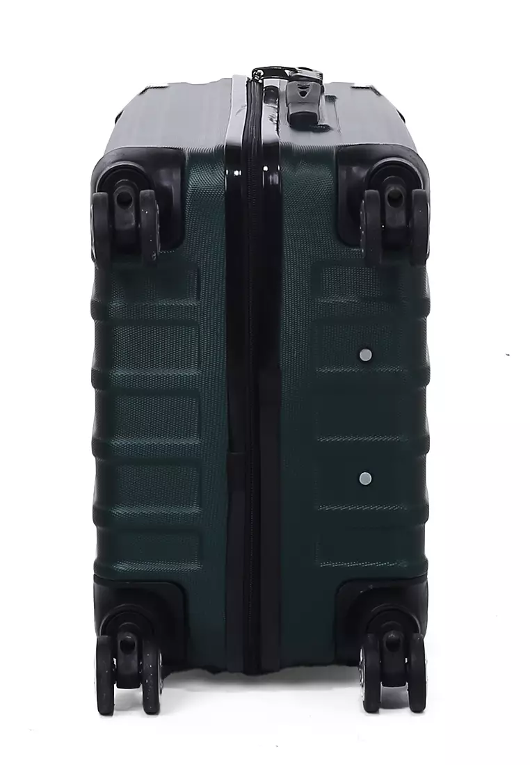 Isvara Tas Koper Hardcase Unisex One Set Suitcase Number Code Combination Lock Large Compartment Material ABS+PVC Coated ORIGINAL - Green