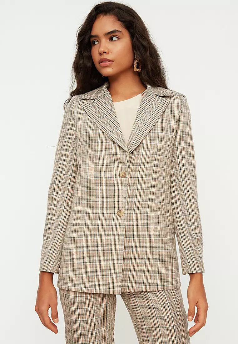 Buy Trendyol Regular Fit Checkered Blazer 2024 Online | ZALORA Philippines