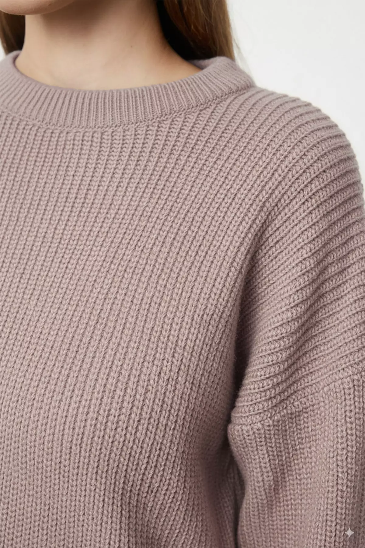 Mink Wide Pattern Ribbed Soft Textured Knitwear Sweater