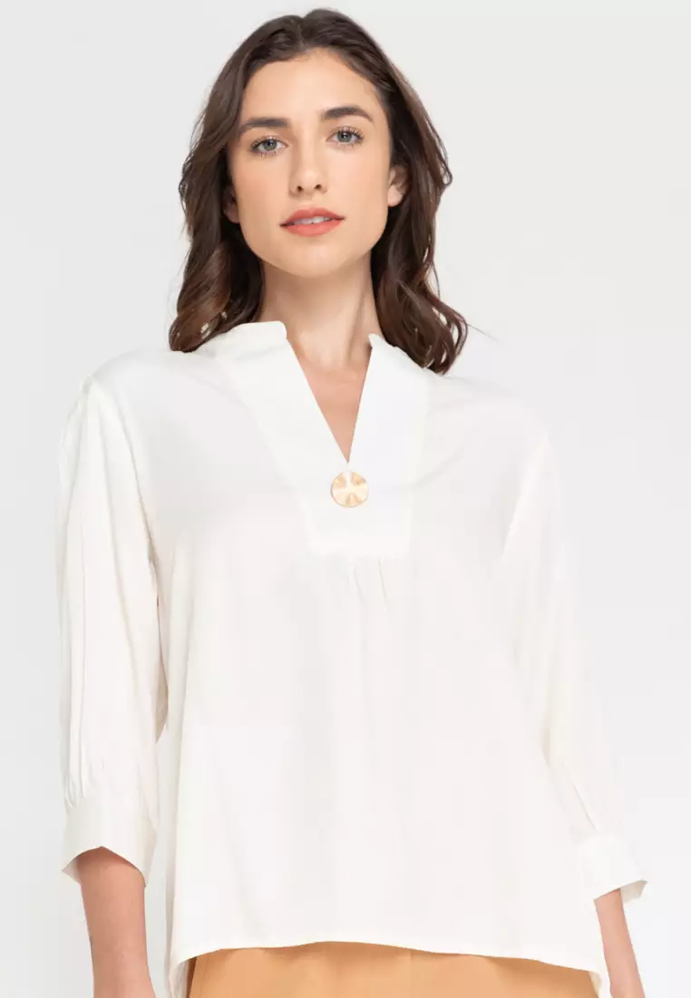 Carrie Mandarin Collar With Yoke Top