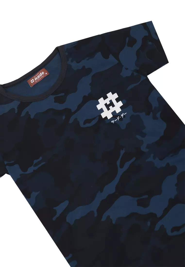 Nade Japan FT001T s/s Kaos wanita Lds Camo Nlogo chest blue-blk