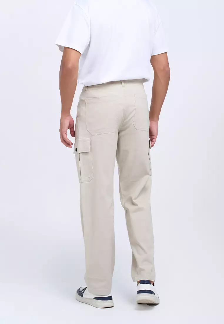 MANZONE - Celana Panjang Cargo Pria Bosila 3 - Beige Warna Beige