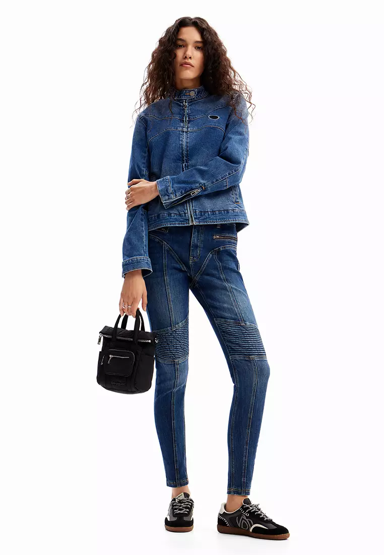 Desigual Woman Denim biker jacket.