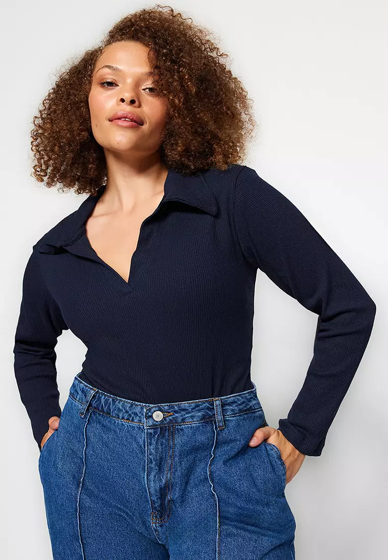 Navy blue hotsell plus size shirt