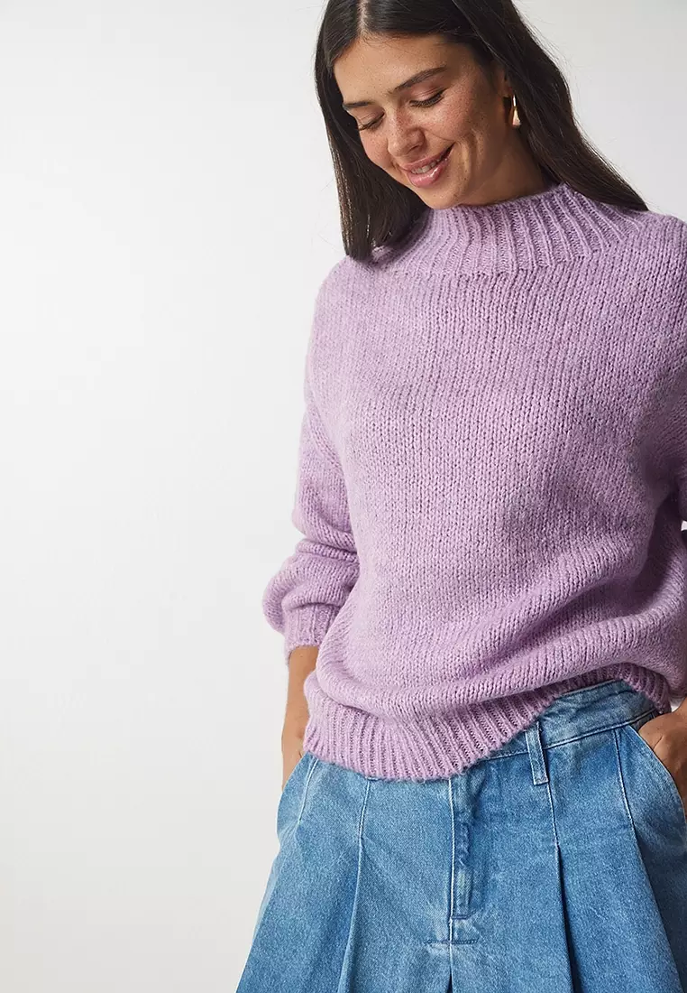 Stand-Up Collar Basic Knit Sweater