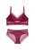 ZITIQUE red Women's Latest No Steel Ring Ultra-thin U-back Gathered Lace Lingerie Set (Bra And Underwear) - Wine Red E213DUSF8E15BFGS_1