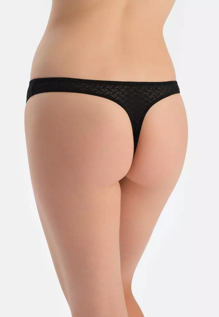 Black Thong, Geometric Print, Underwear for Women