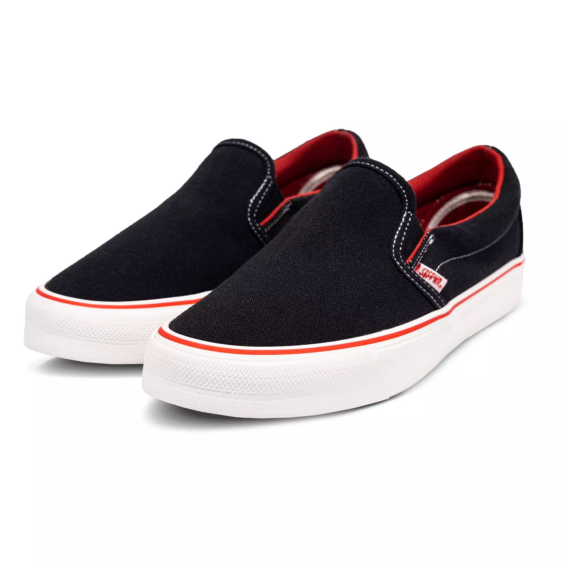 SABA Vintage Slip On Light Black Red - Sepatu pria dan wanita Original 100% VTG SL 66