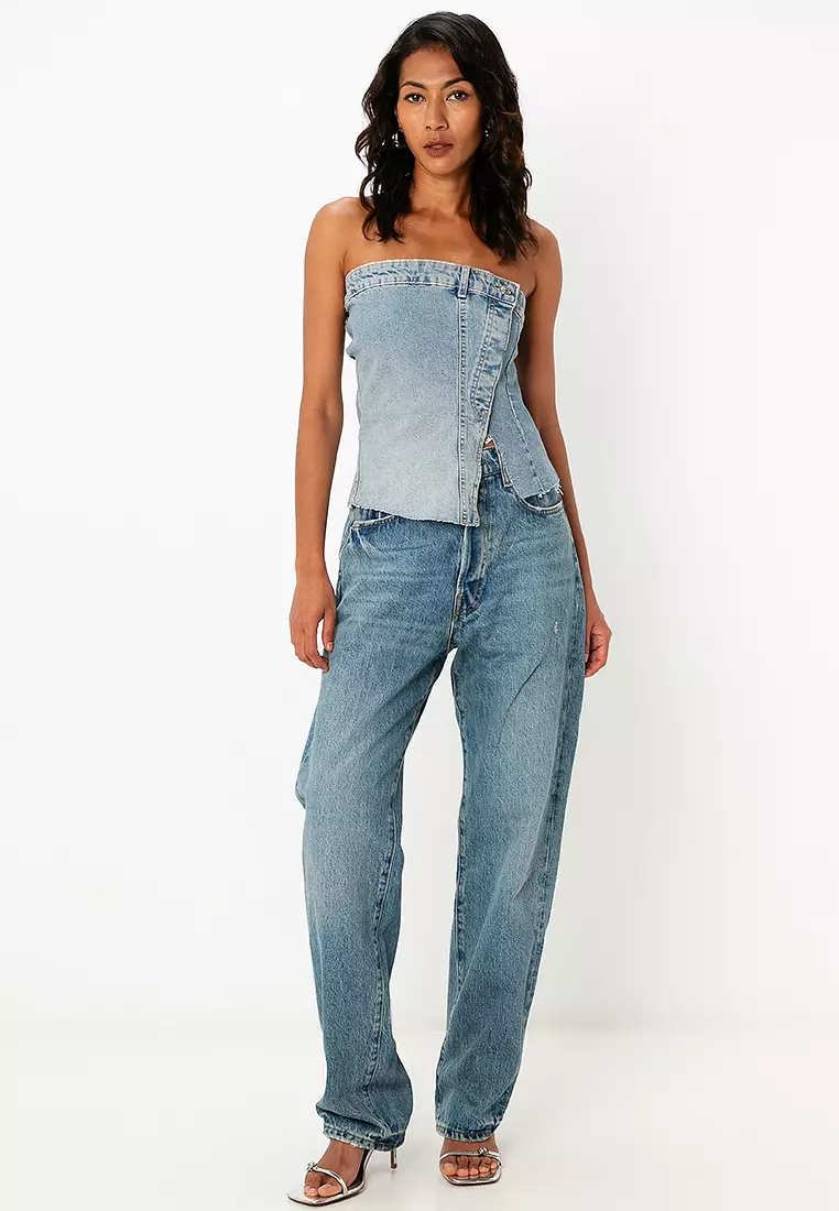 ZARA Strapless Denim Top 2025 | Buy ZARA Online | ZALORA