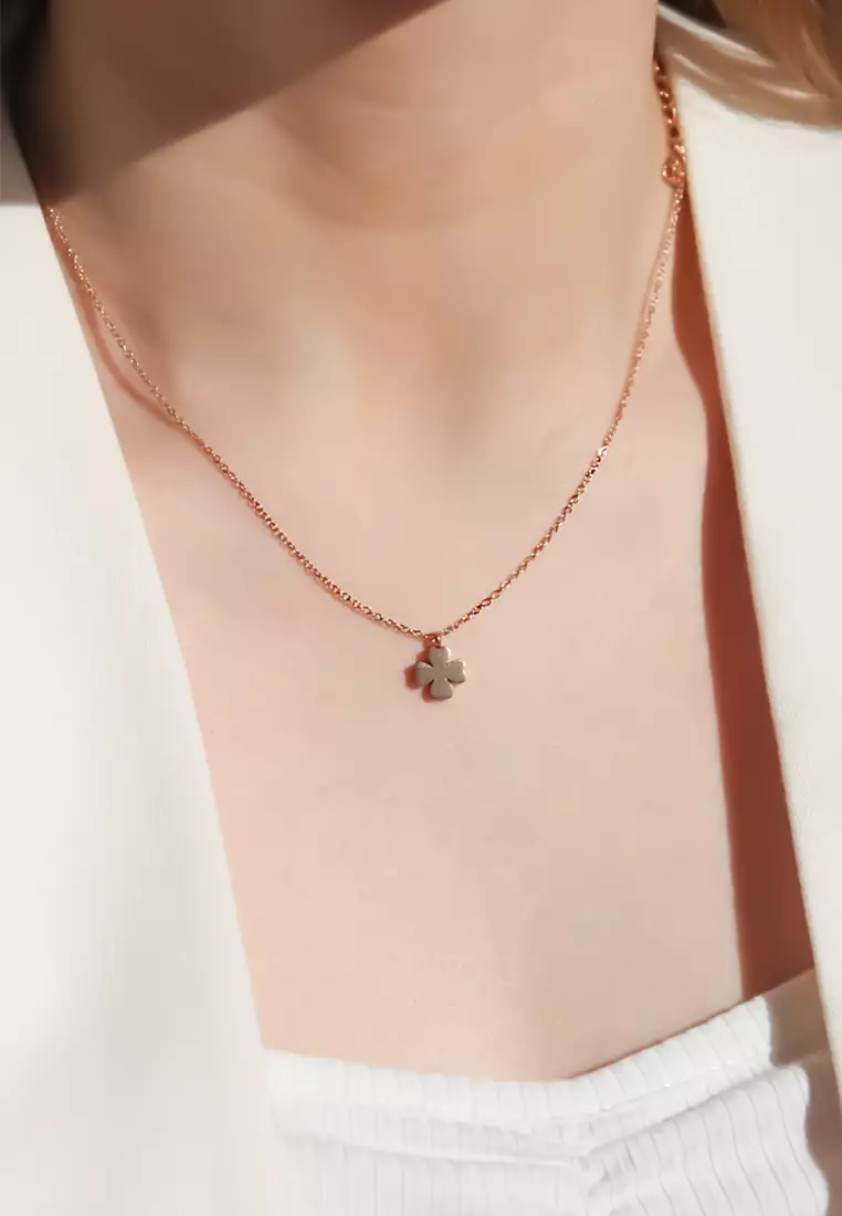 Destiny Four Leaf Clover Necklace in Rose Gold