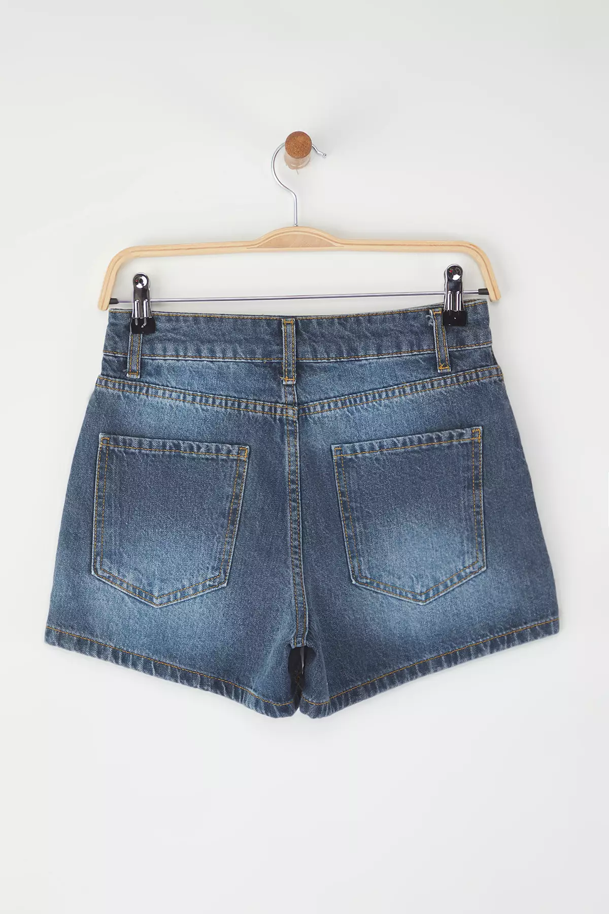 Blue High Waist City Boy Denim Shorts TWOSS25SR00154