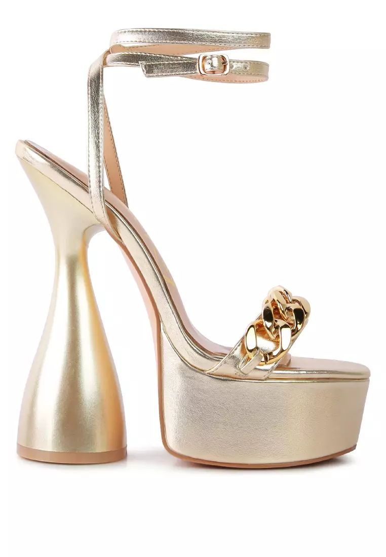 Gold chunky sale high heels