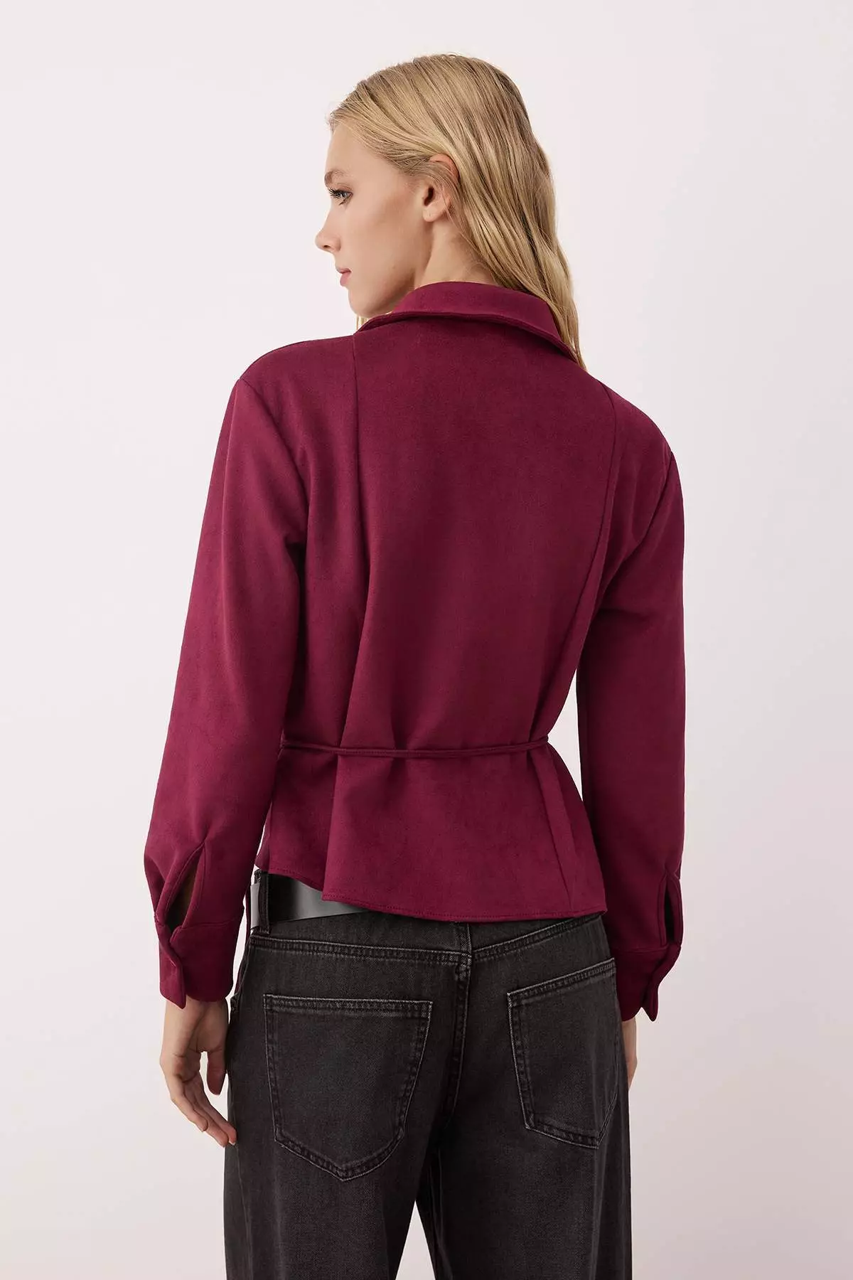 Suede Shirt With Plum Tie Detail Twoaw26Go00041