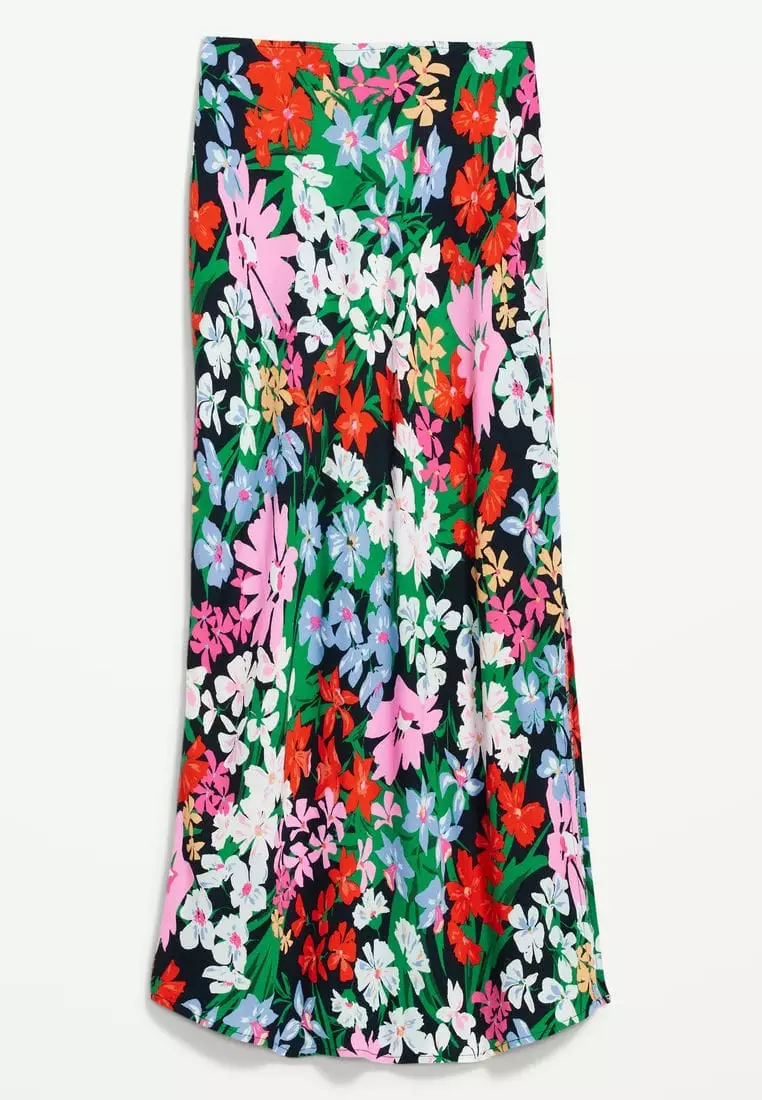 High-Waisted Midi Slip Skirt for Women