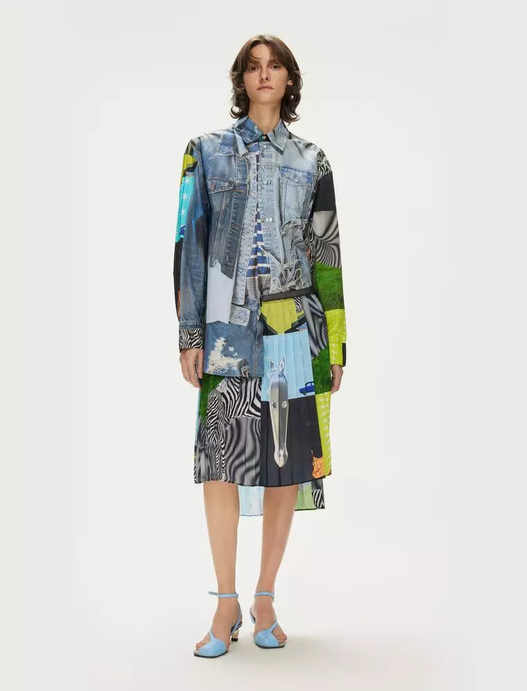 JNBY Women's H-Type Retro Color-Block Skirt