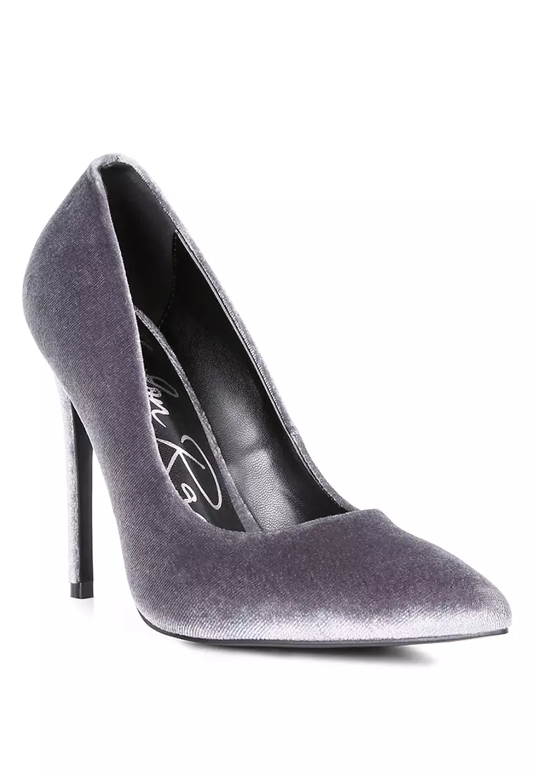 London Rag Grey Velvet High Heeled Sandals 2024 | Buy London Rag Online ...