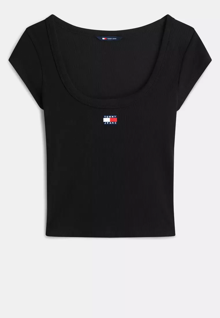 Badge Scoop Neck Slim T-Shirt - Tommy Jeans