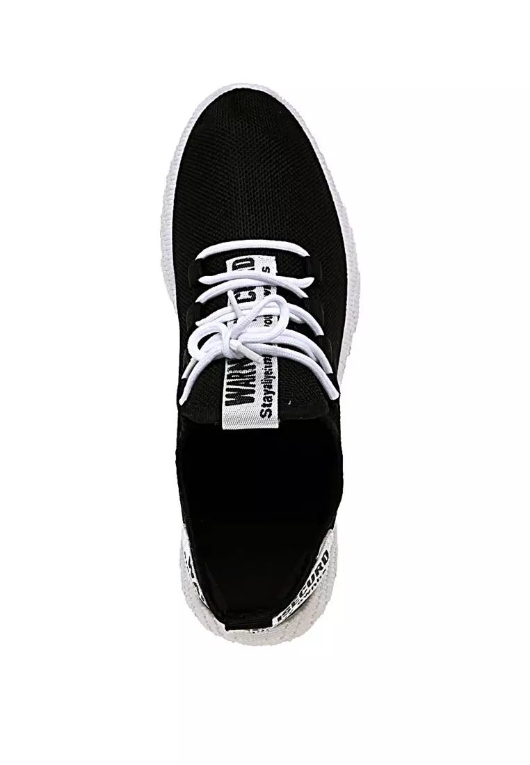 Chayton Sepatu Olahraga Pria Sneakers Warning Two Tone Casual Sport Shoes Material Fabric ORIGINAL - Black White