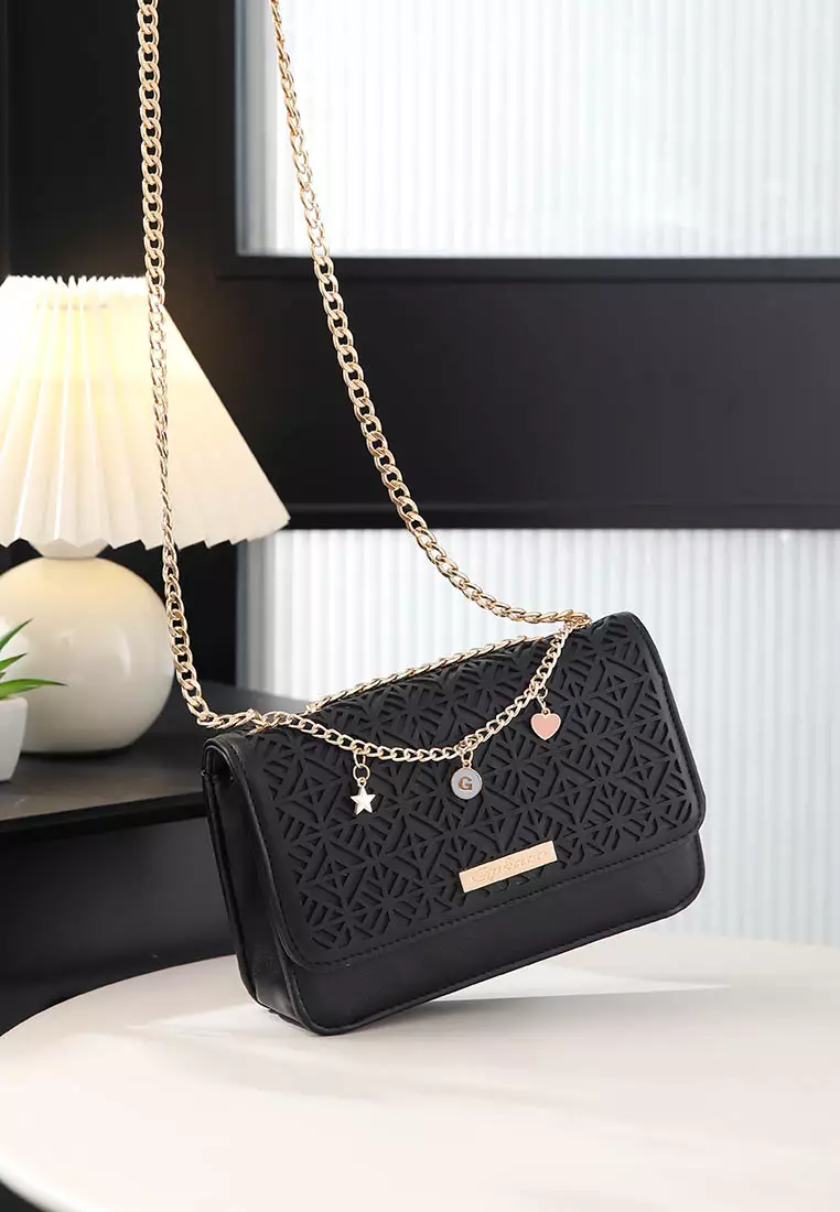 GYKACO HANSOO Black - Tas Wanita Sling Bag - Fashion Top Handle Bag (Import)