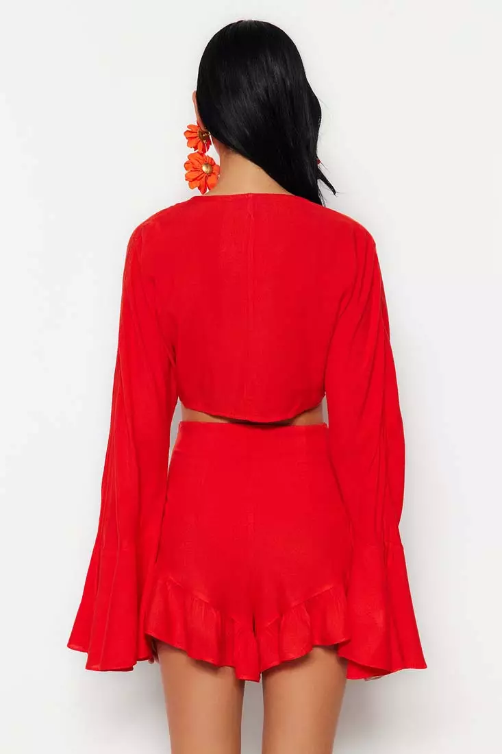 Flared Blouse and Shorts Set