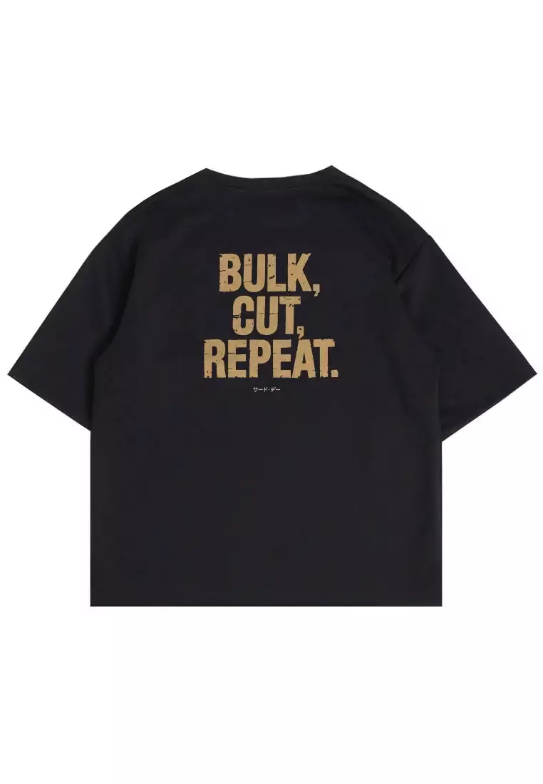 MTT53 Kaos Oversize Gym Bahan Scuba Tebal Scubalux "bulk cut repeat " hitam